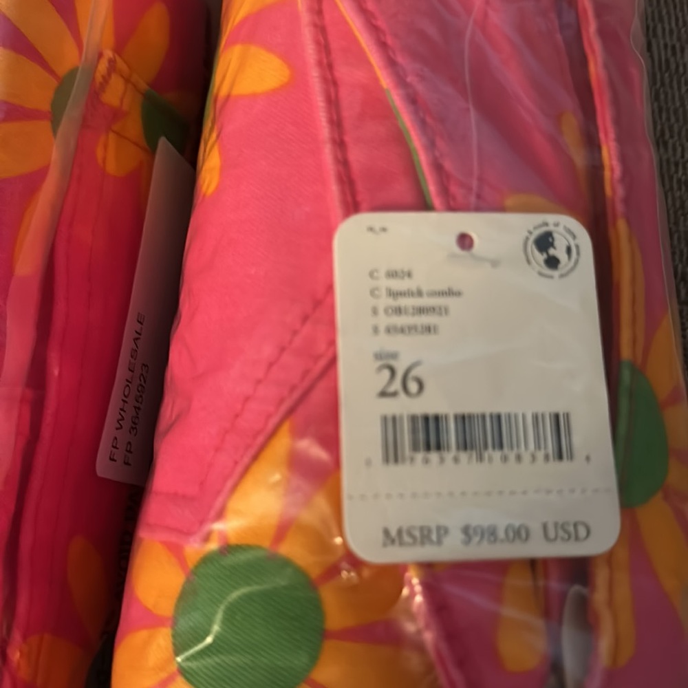 Free People Pink Floral Flare Jeans with Yellow Sunburst Print - Picture 13 of 13